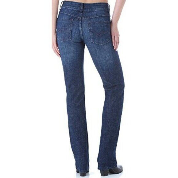 Wrangler Women's Essentials Mid Rise Straight Leg Jeans Dark Wash 1009MWTDS - Picture 1 of 4